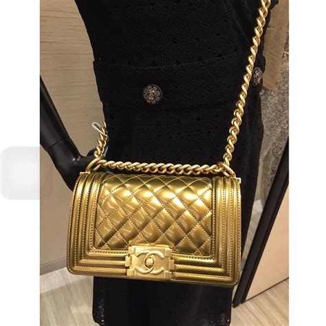 gold patent chanel boy bag